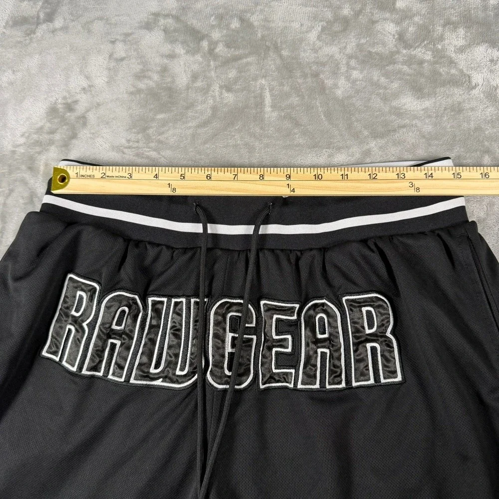 Rawgear Mens Mesh Basketball Shorts Black White Striped Gym Athletic XL